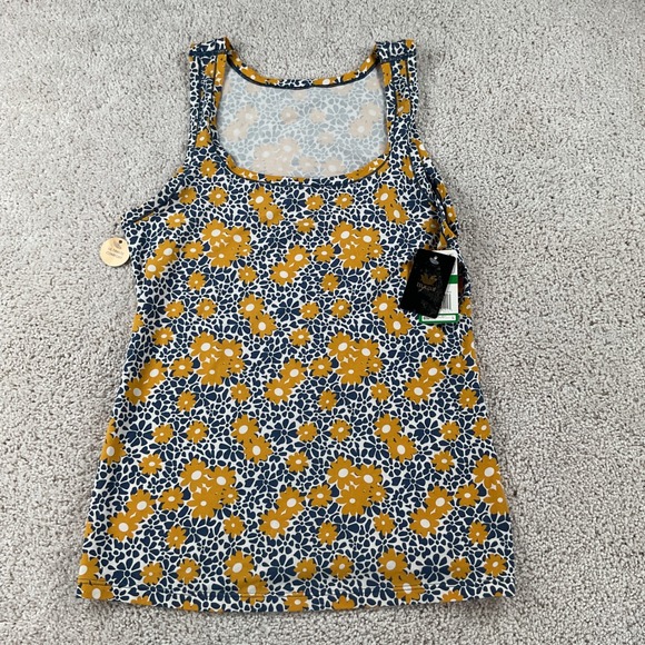 Wacoal Tops - Wacoal Ultimate Comfort Floral Tank Top Navy Yellow Supima Cotton Blend NWT L
